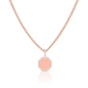 14KT Rose Gold Diamond Octagon Pendant Chain Link Necklace