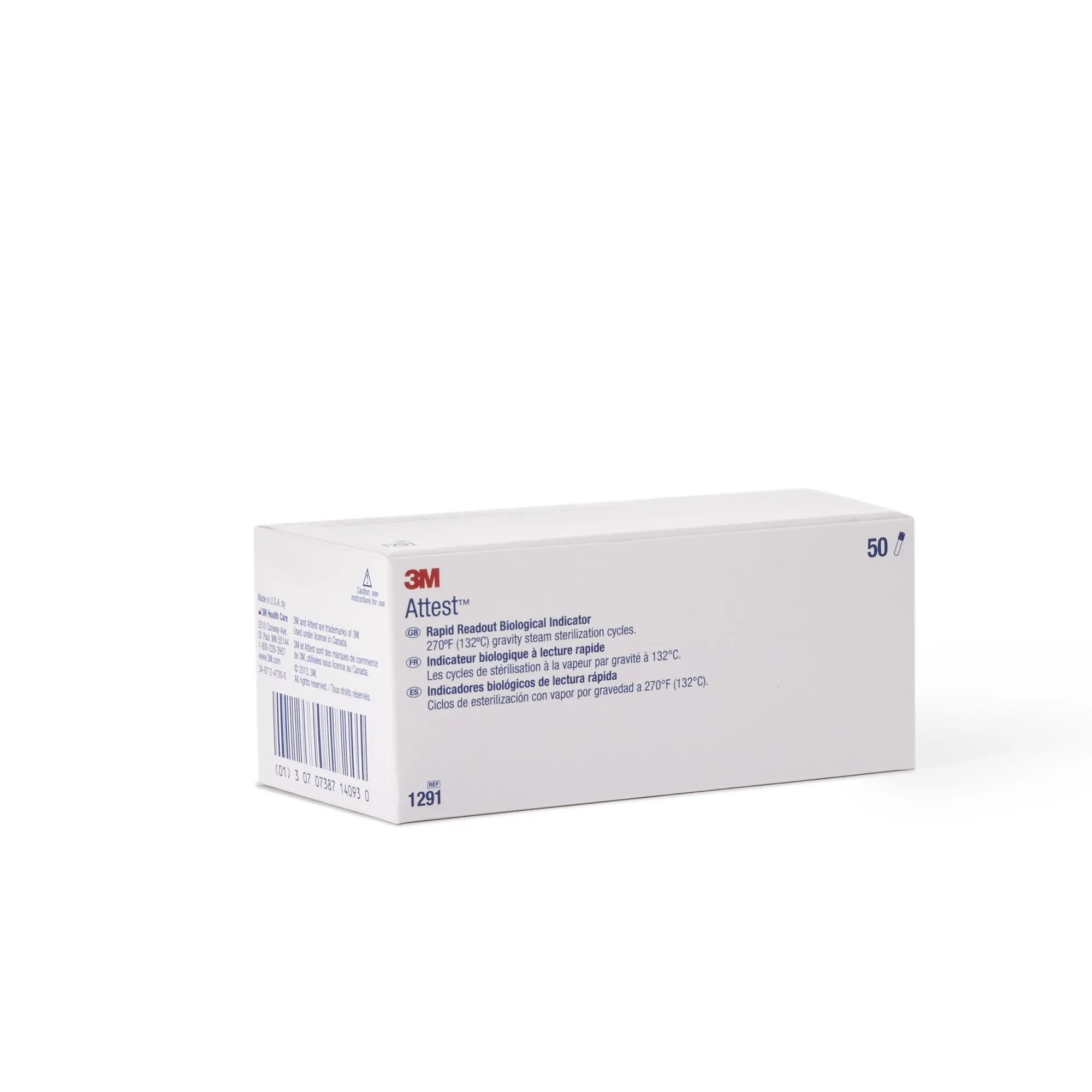3M Attest Rapid Readout Sterilization Biological Indicator Vial, 1 Box of 50