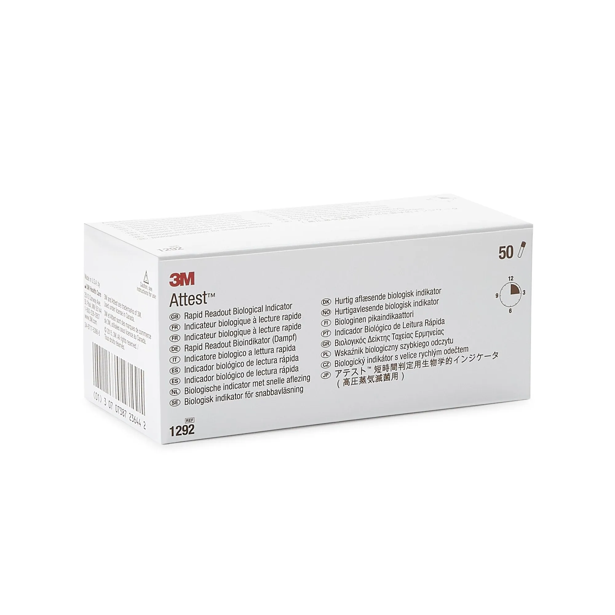 3M Attest Rapid Readout Sterilization Biological Indicator Vial, 1 Box of 50