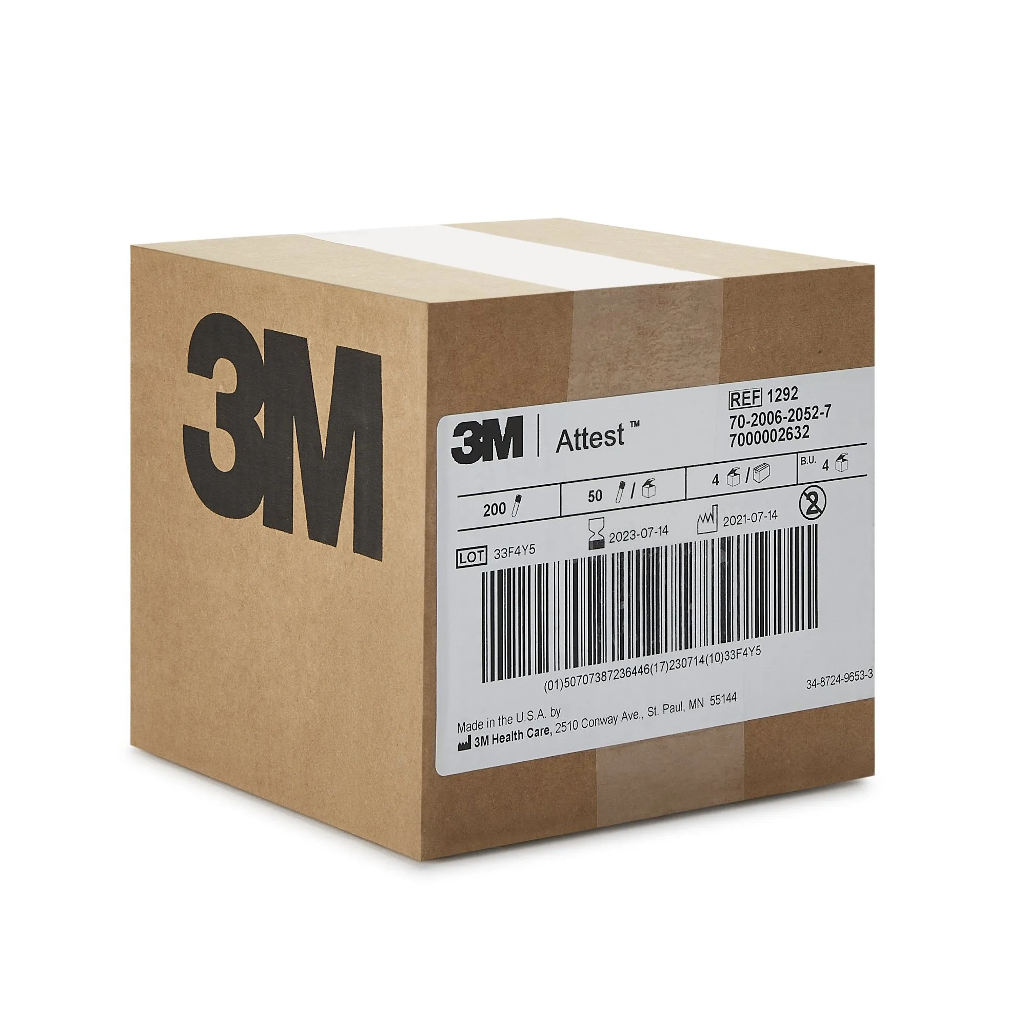 3M Attest Rapid Readout Sterilization Biological Indicator Vial, 1 Box of 50
