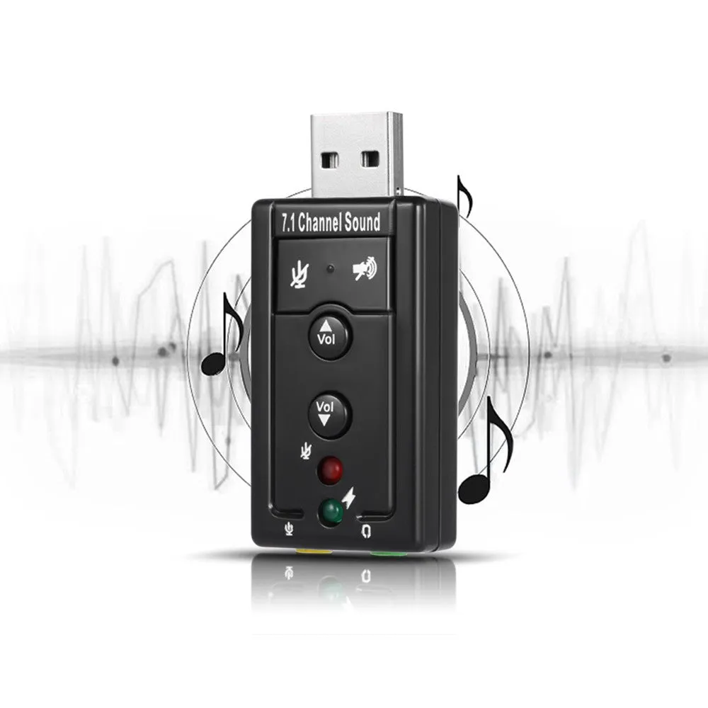 7.1 Channel USB External Sound Card 2-in-1 Audio Adapter USB2.0 Full-speed Plug and Play for PC Laptop Notebook