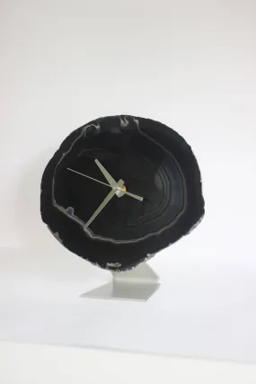 8" Black Agate Desk Clock