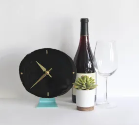 8" Black Agate Desk Clock