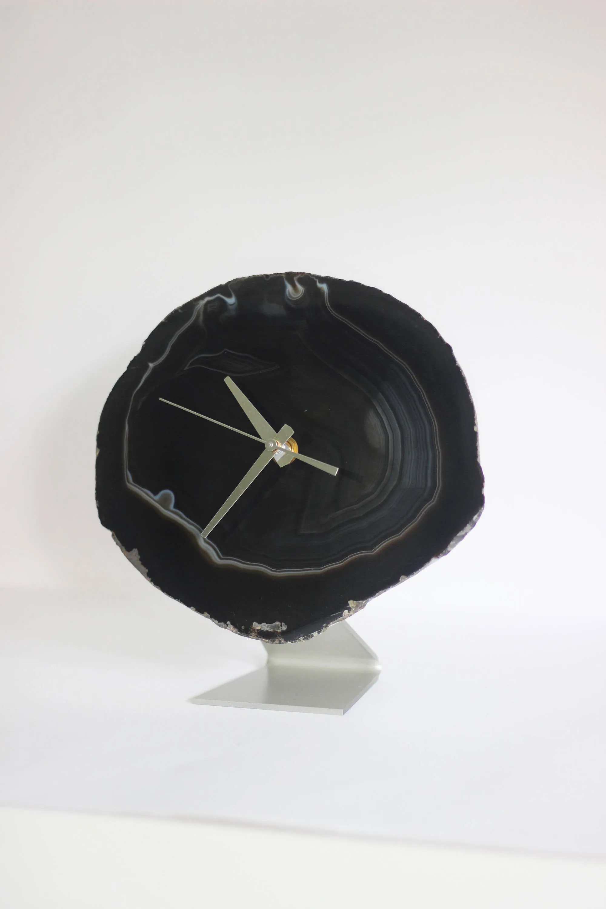 8" Black Agate Desk Clock