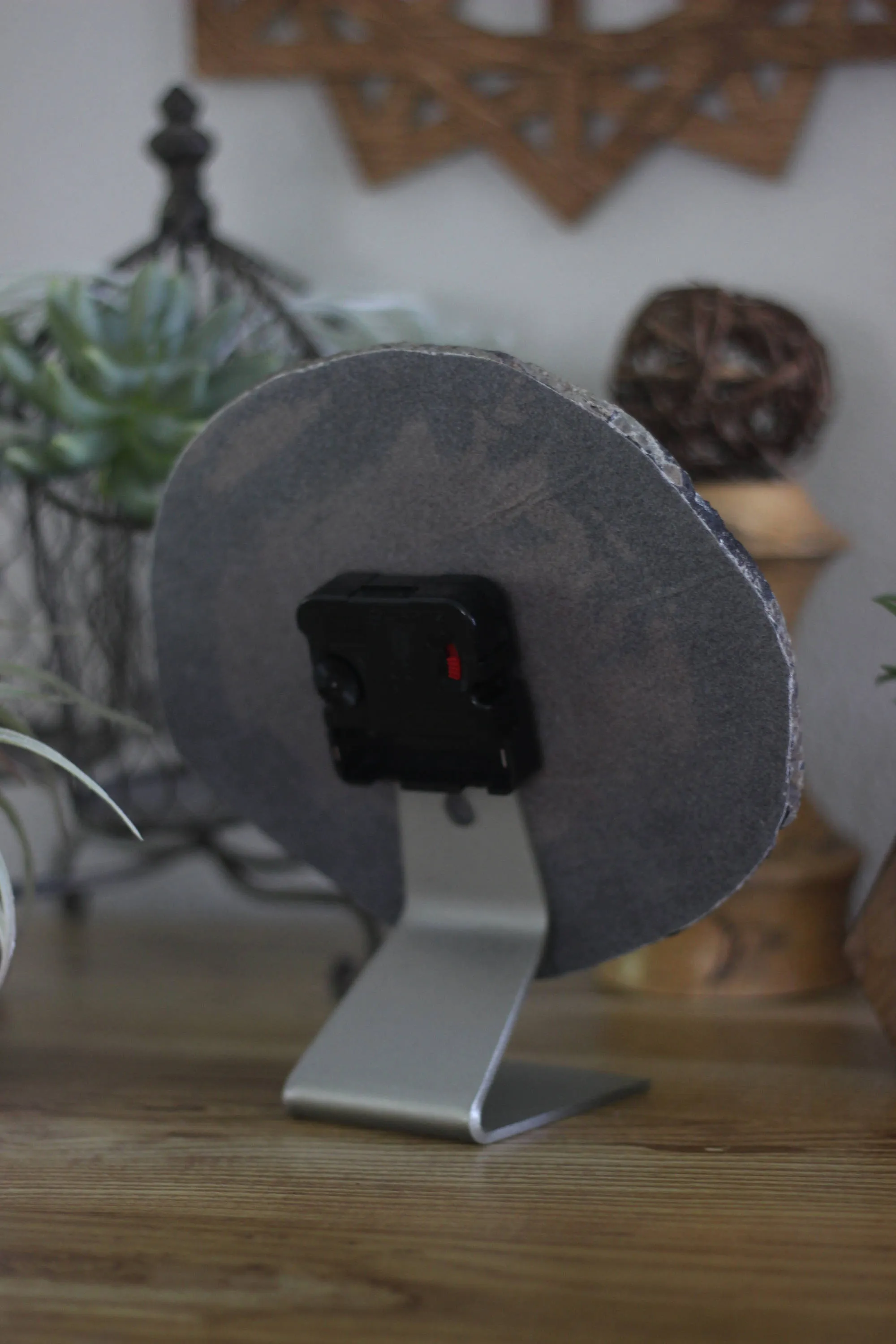 8" Black Agate Desk Clock