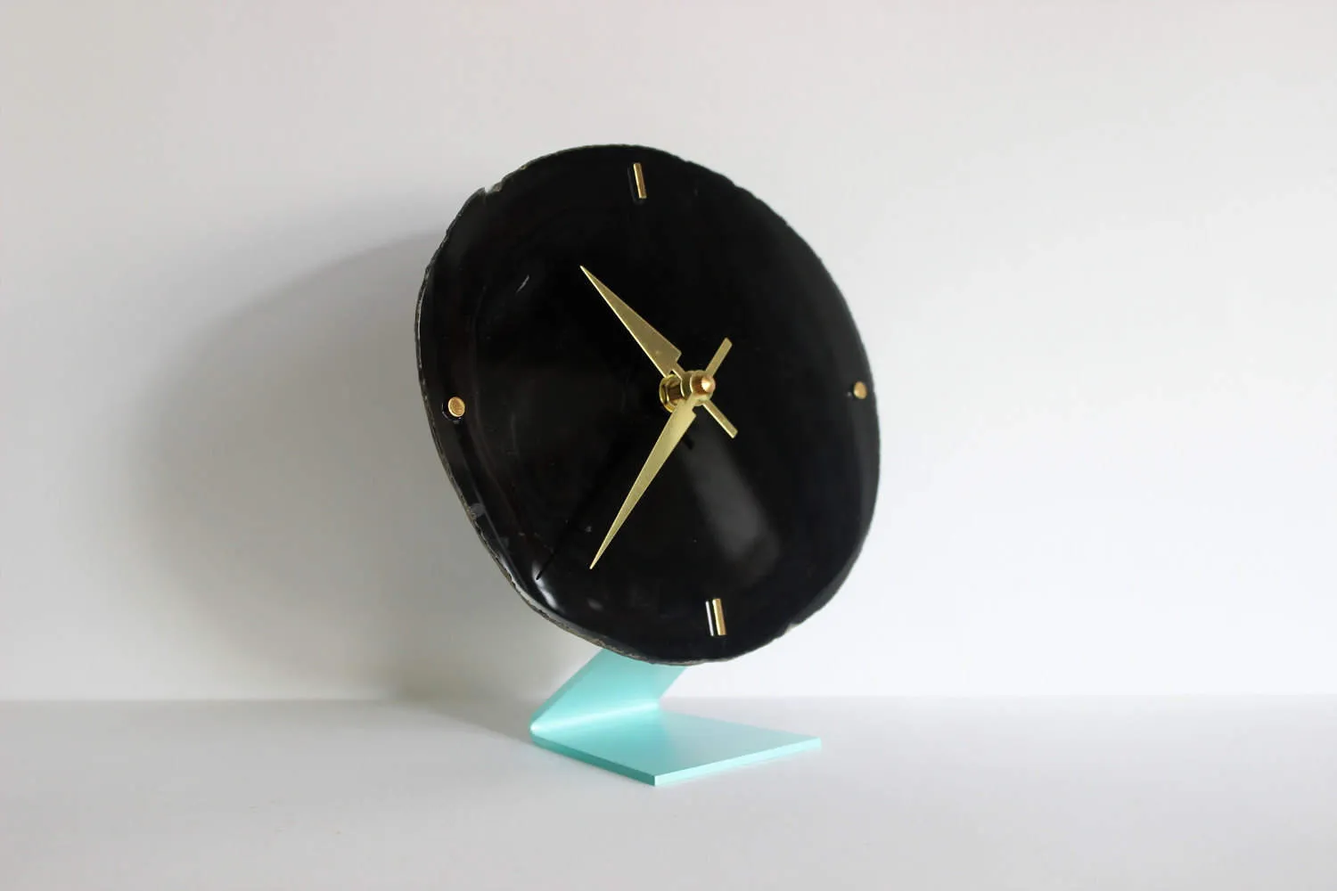 8" Black Agate Desk Clock