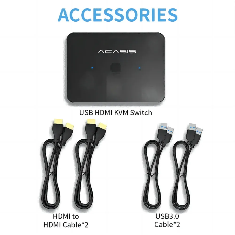 Acasis 2-in-1 4K 60Hz HDMI USB 3.0 KVM Switch 2 PC Share 1 Monitor