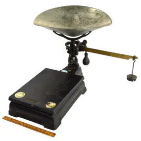 Antique ENTERPRISE JACOB BROS. COUNTER SCALE Cast Iron PLATFORM & PAN w/ WEIGHTS