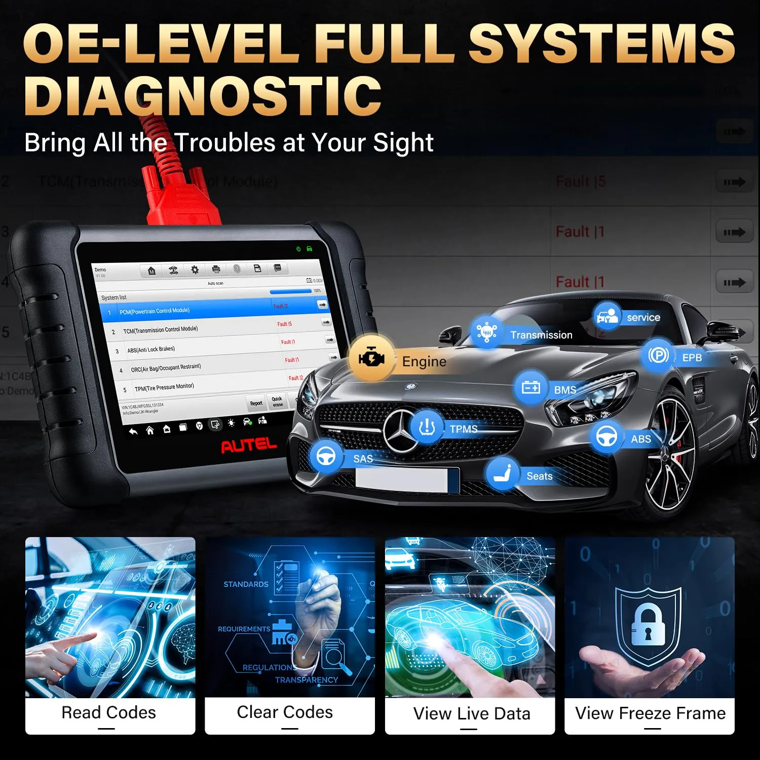 Autel MaxiCheck MX808S Scanner, 2024 Bidirectional 11OS US Ver. of MaxiCOM MK808S/ MK808Z, Function as MX900 MK900 MK900BT, 3000  Active Test, 28  Service, OE All System Scan Tool, FCA Autoauth