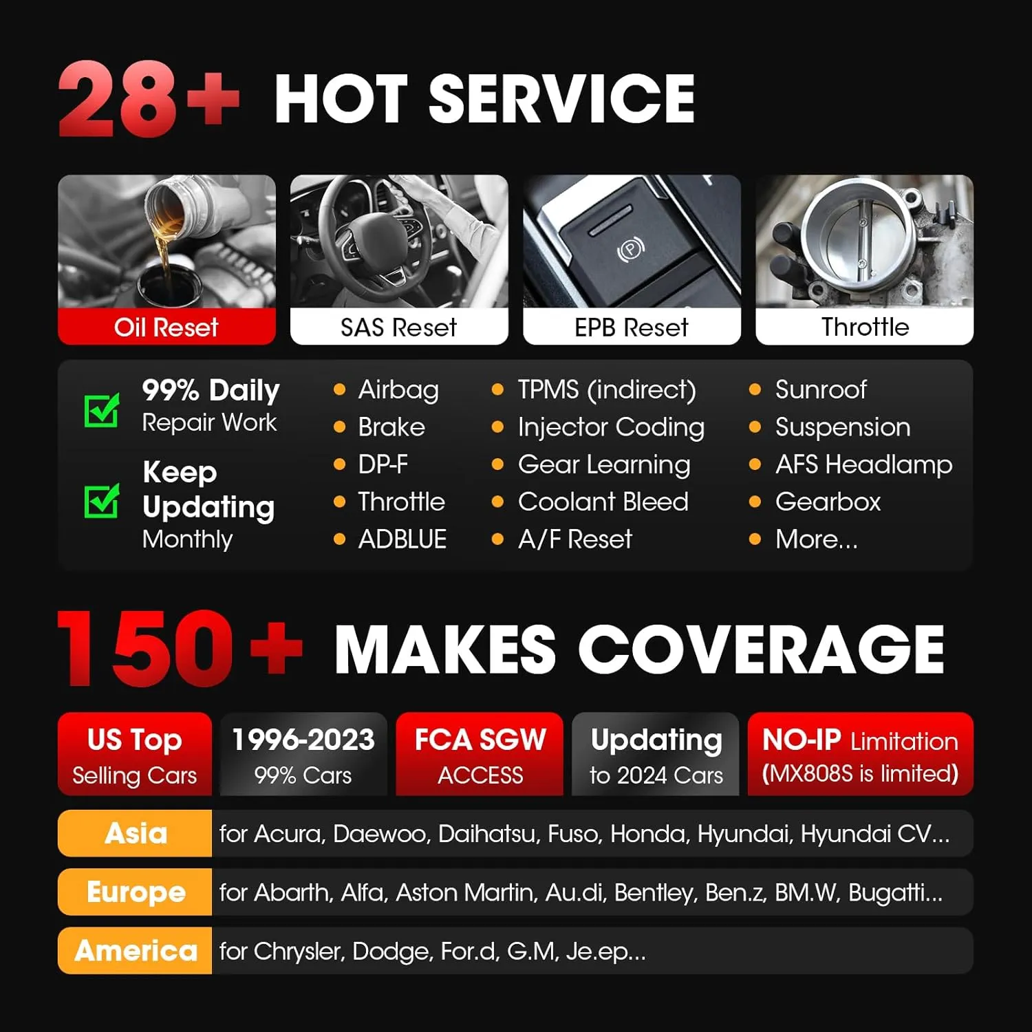 Autel MaxiCOM MK808K-BT All System Scan Tool Active Test 28  Service Functions Full Bidirectional Level-up of MK808BT MK808S MX808S, BT Ver. of MX900, FCA AutoAuth, Battery Test