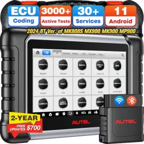Autel Scanner MP808BT PRO, 2-Year Update 700$, 2024 OS 11 ECU Coding as MS906 Pro MP900BT, BT Ver of MX900 MK900 MS906 MP808S MK808S MK808Z, 3000  Bidirectional Diagnostics, 30  Reset, OE All Sys, FCA