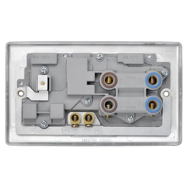 BG Nexus Metal 45 Amp DP Cooker Switch with Socket & Neon in Brushed Steel with Grey Inserts - NBS70G-01