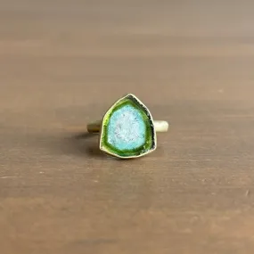 Blue-Green Tourmaline Slice Ring