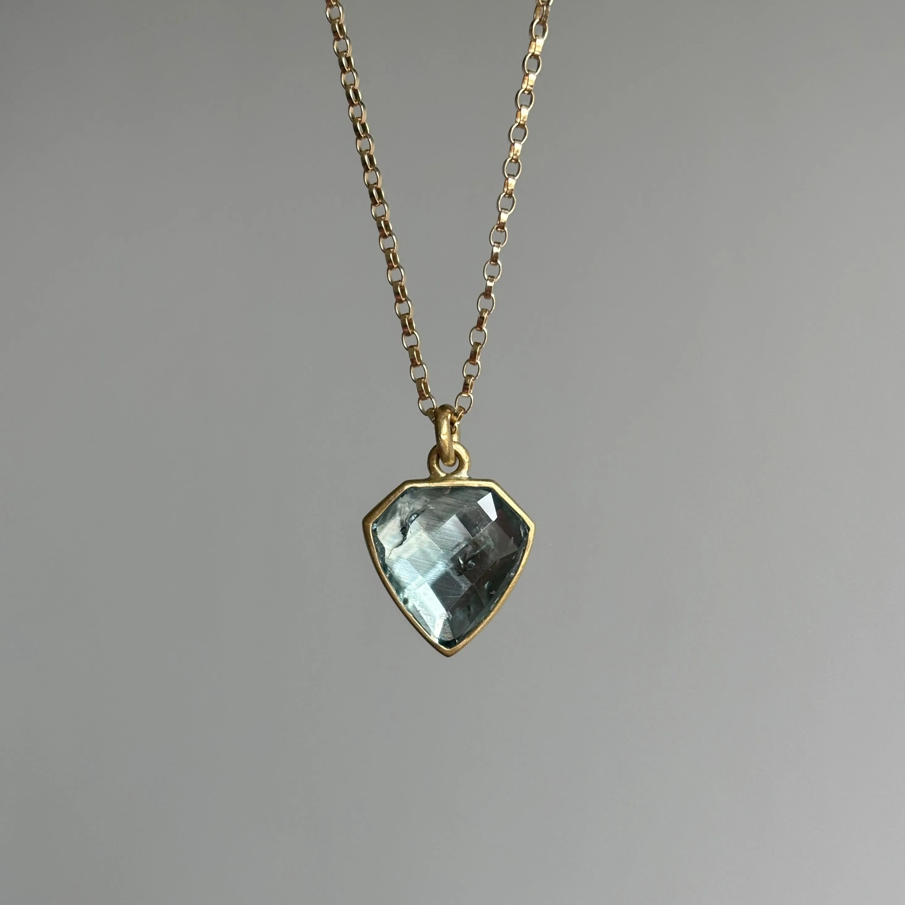 Blue Tourmaline Shield Slice Pendant