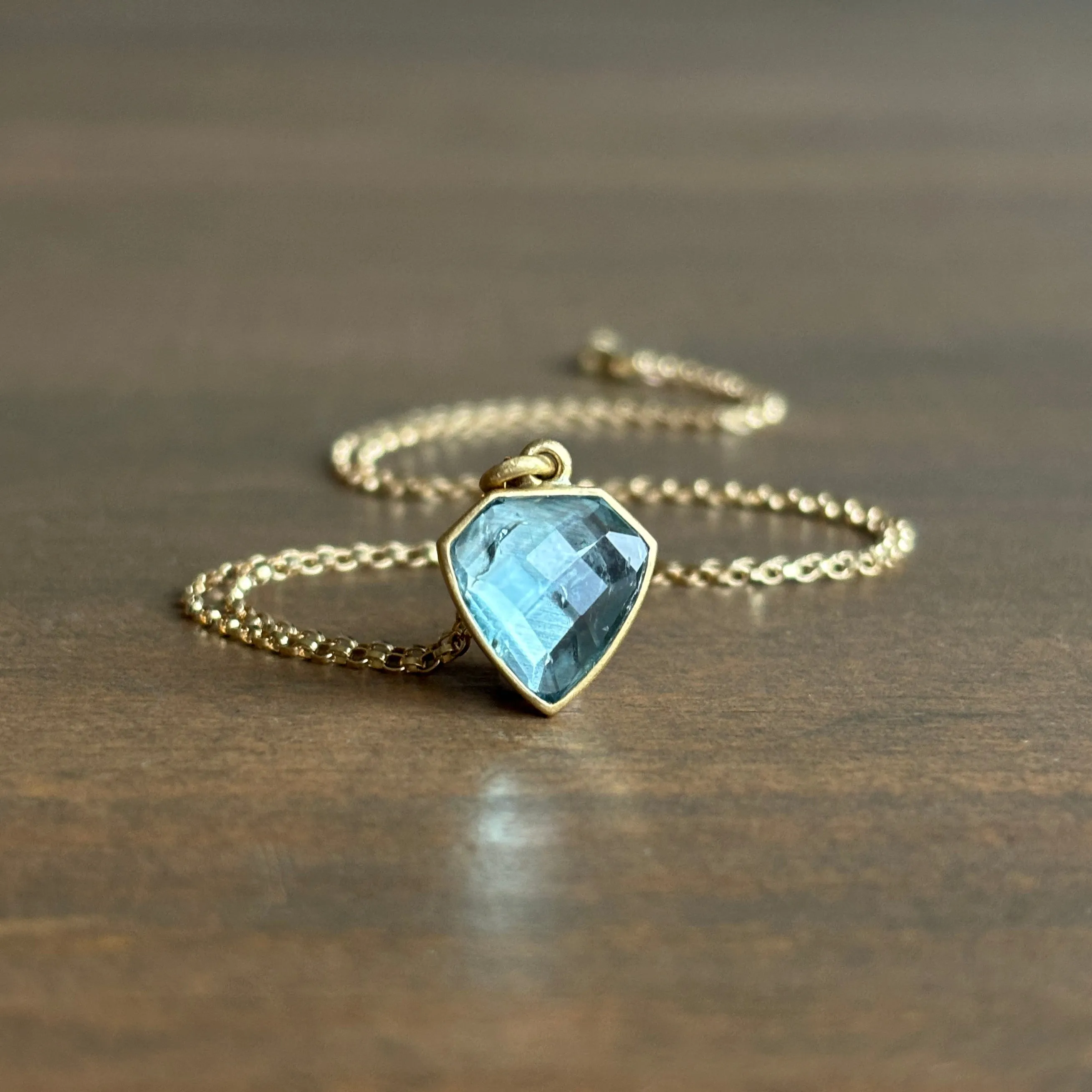 Blue Tourmaline Shield Slice Pendant