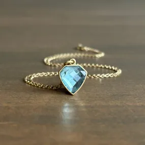 Blue Tourmaline Shield Slice Pendant