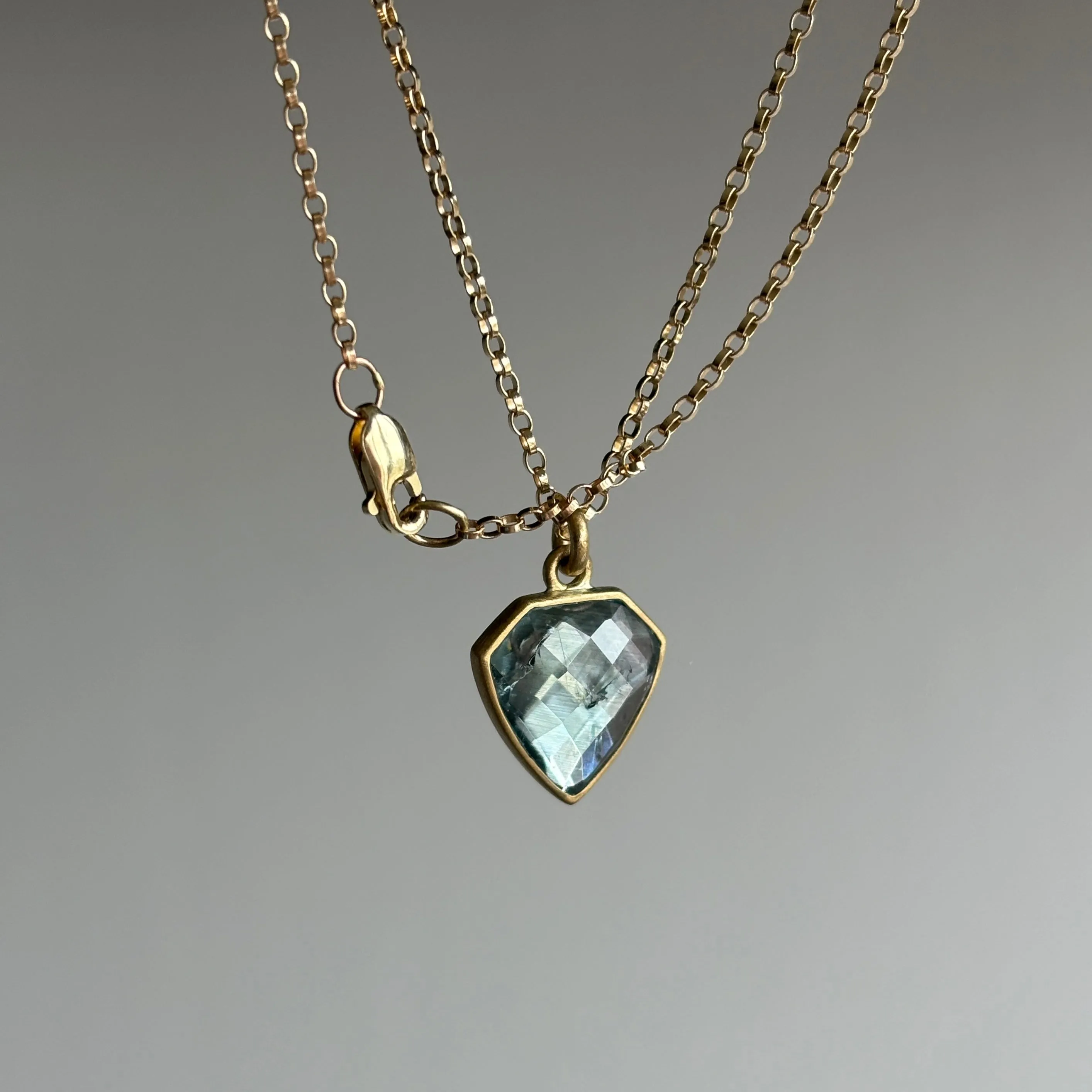 Blue Tourmaline Shield Slice Pendant