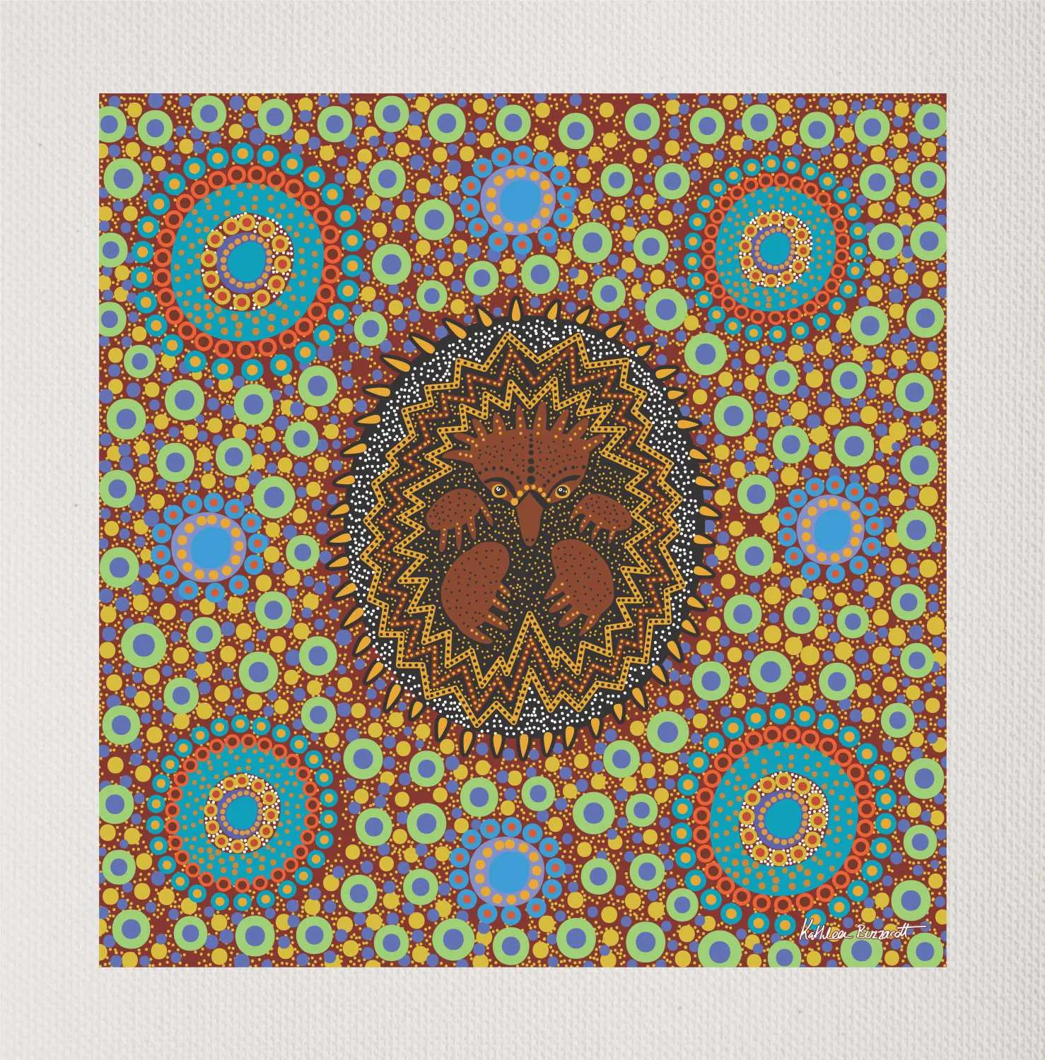 Bulurru Aboriginal Art Canvas Print Unstretched - Echidna By Kathleen Buzzacott