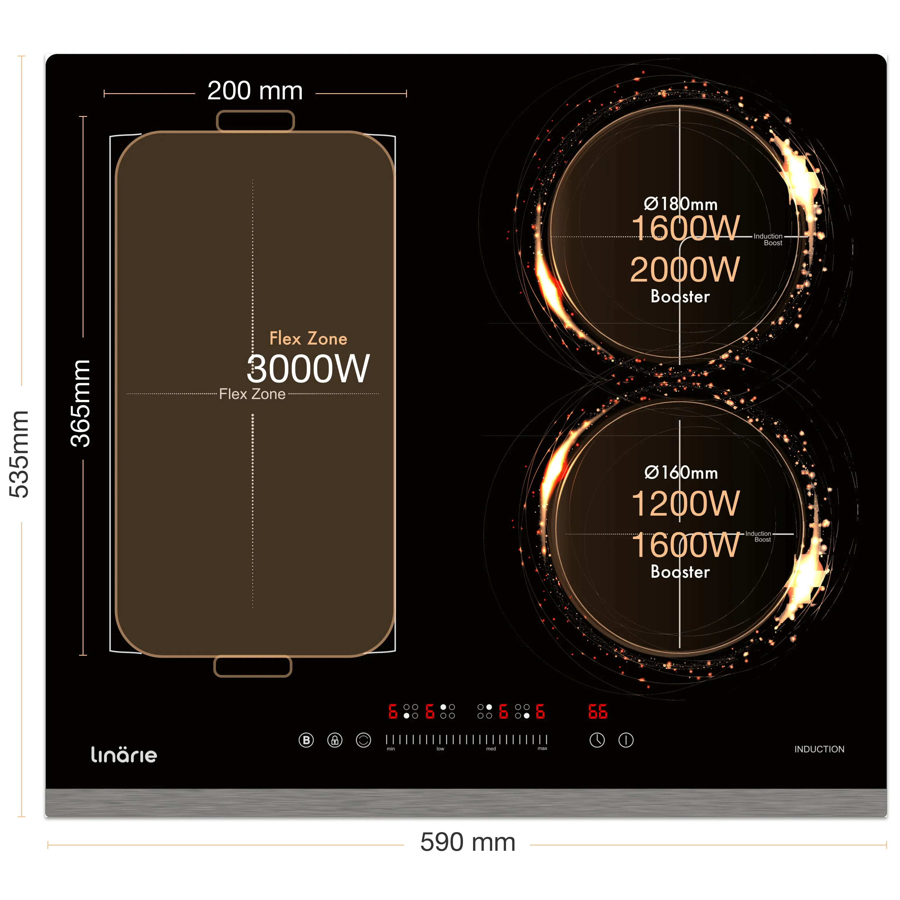 Cannes 60cm 4 Zone Induction Cooktop with Flex Zone LS60I1F2Z