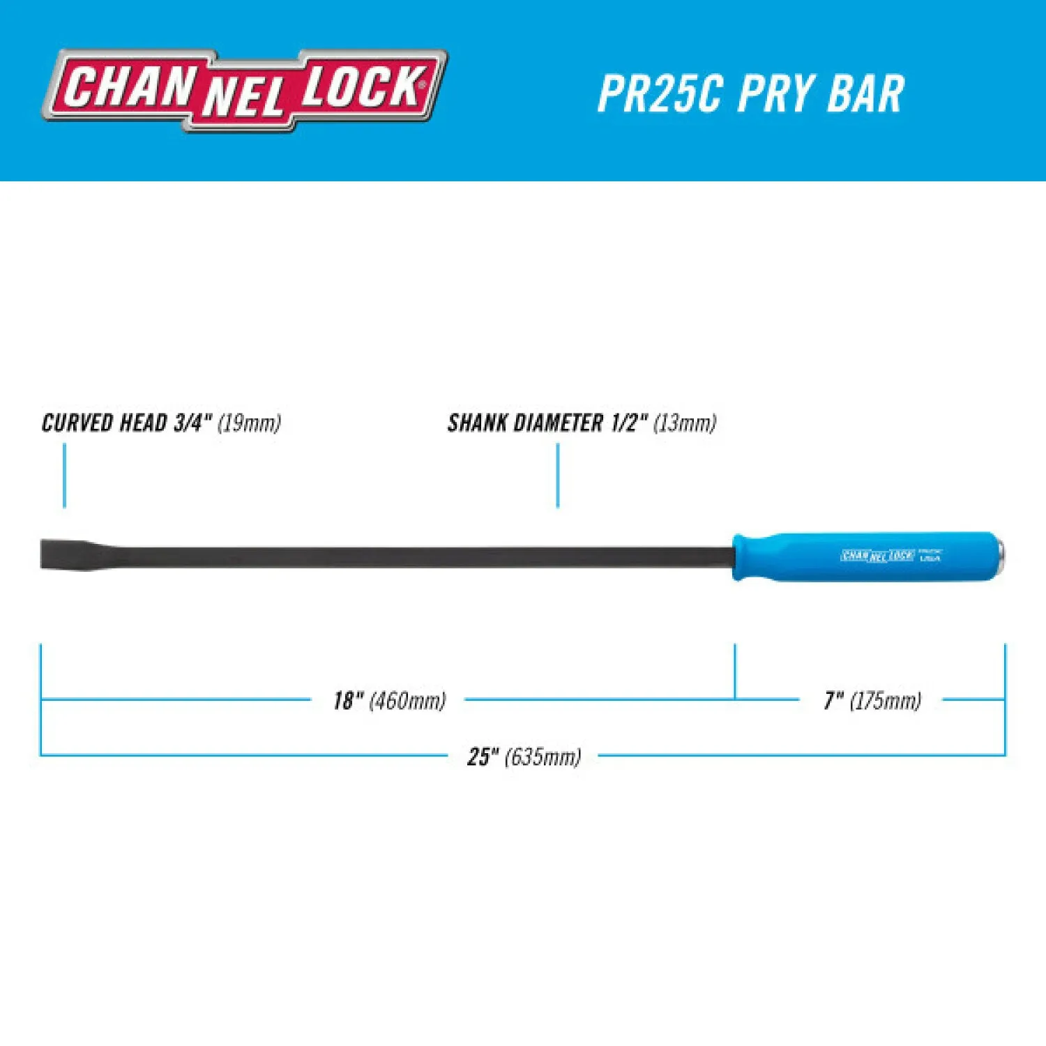 Channellock PR25C 1/2 x 18-Inch Professional Pry Bar, 25-Inch