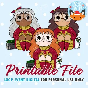 Cosy Wizard (Red) Girls (DIGITAL DOWNLOAD) - Printable/Clipart File - Personal Use Only