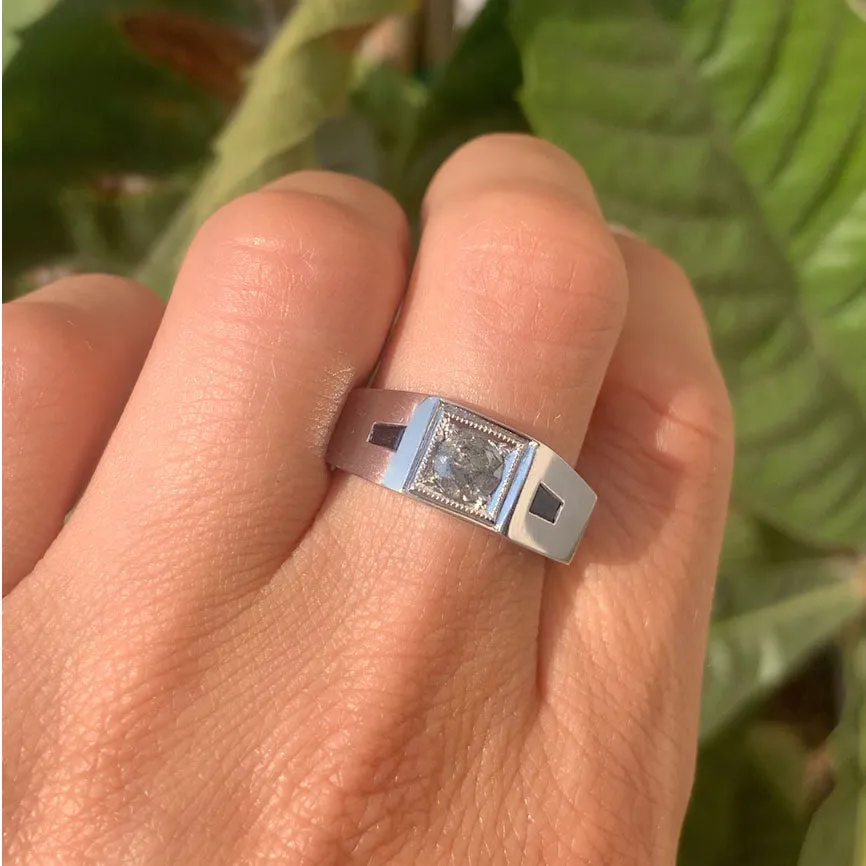 Deco Salt and Pepper Diamond Men's Engagement Ring
