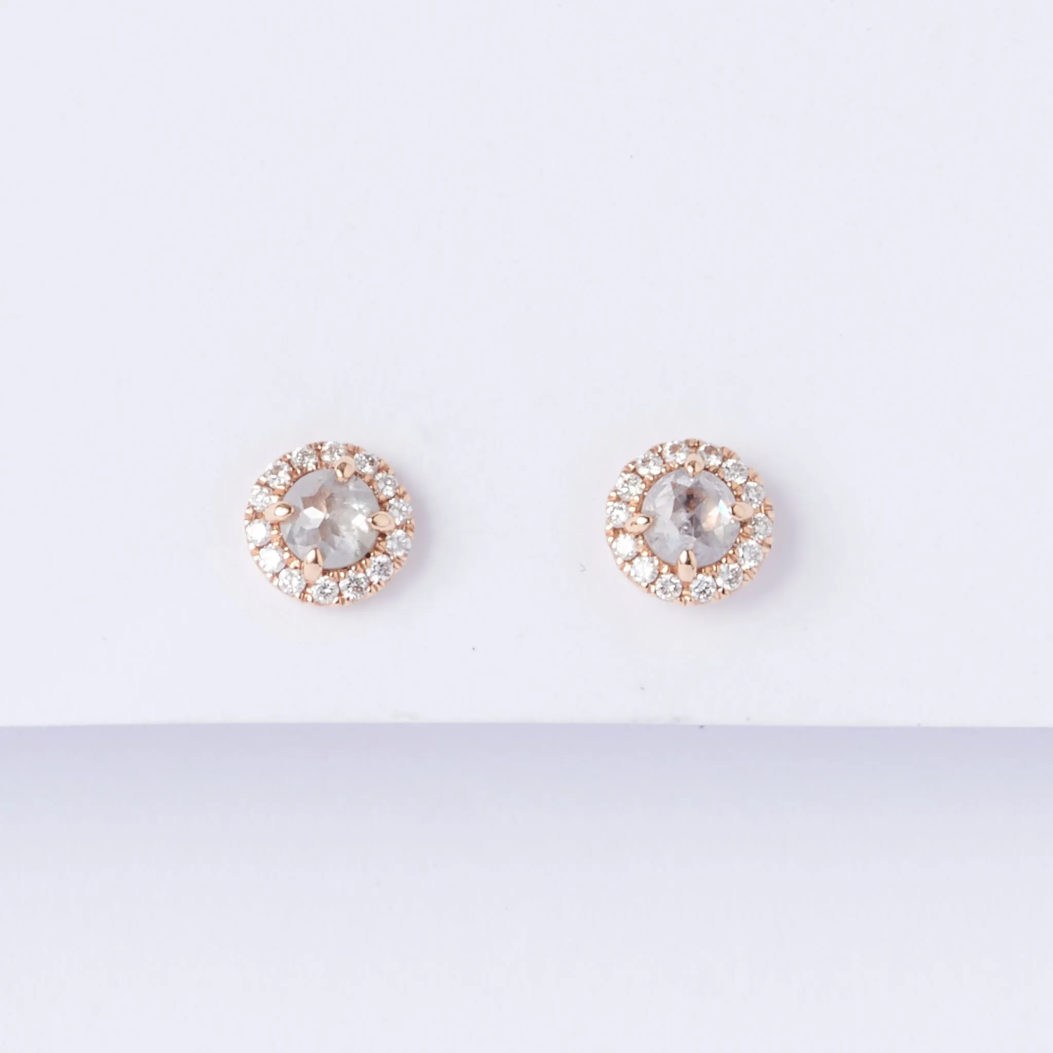 Diamond Slice Halo Stud Earrings