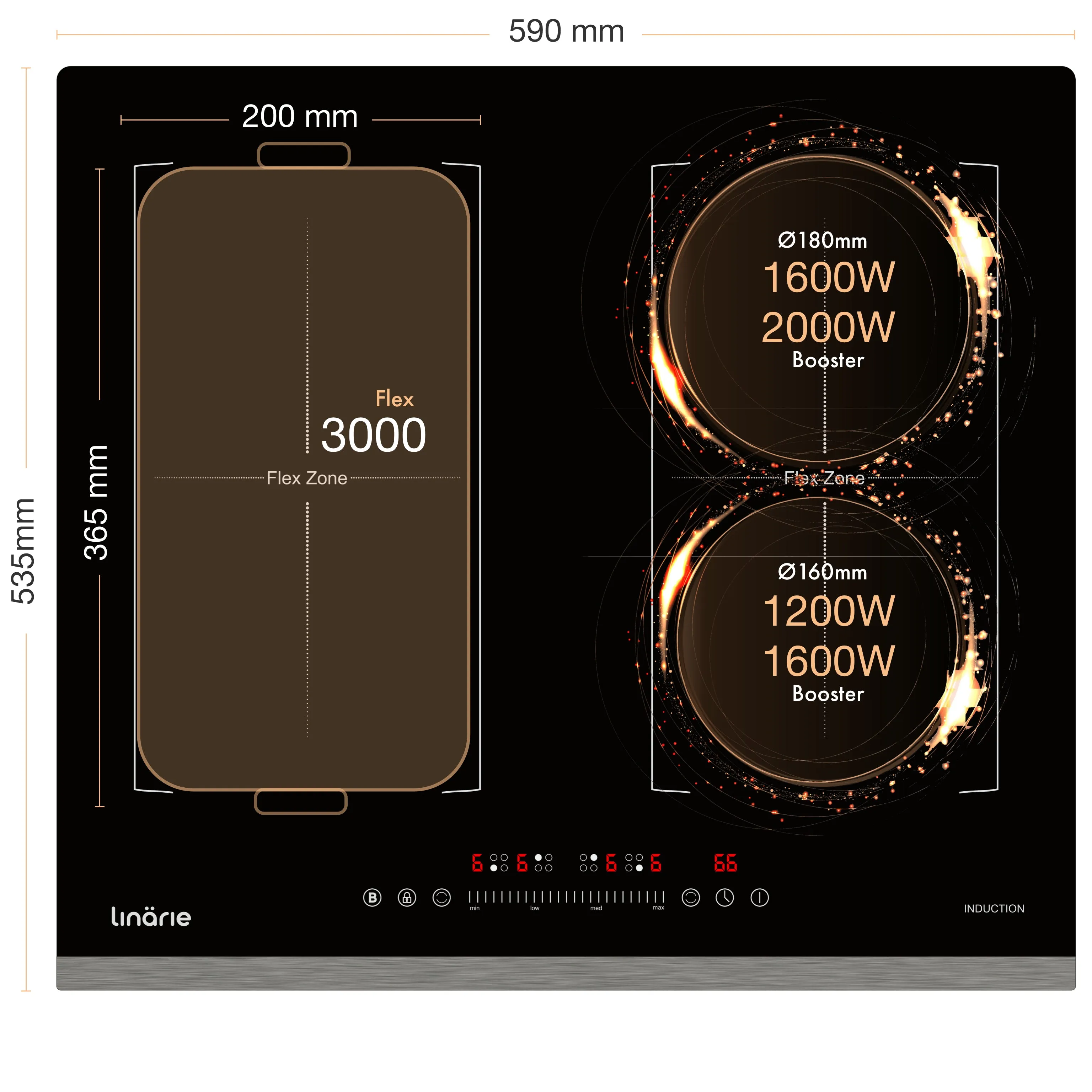 Dijon 60cm 4 Zone Induction Cooktop with Double Flex Zone LS60I2F