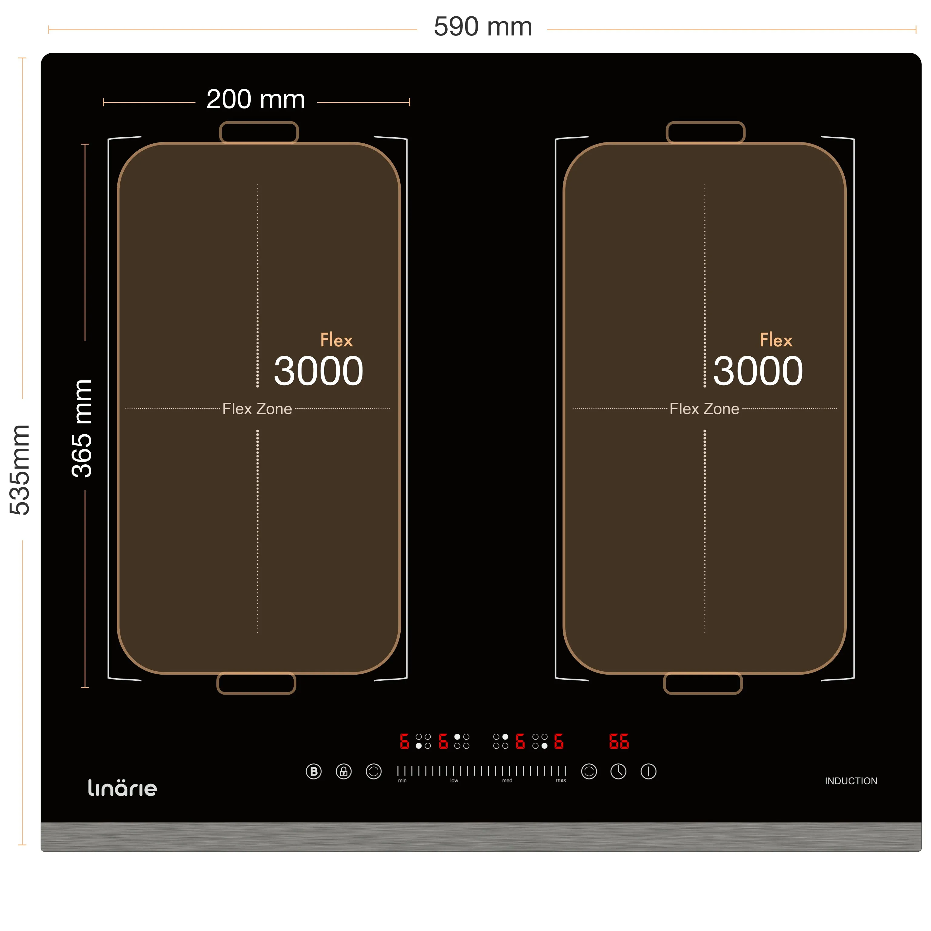 Dijon 60cm 4 Zone Induction Cooktop with Double Flex Zone LS60I2F