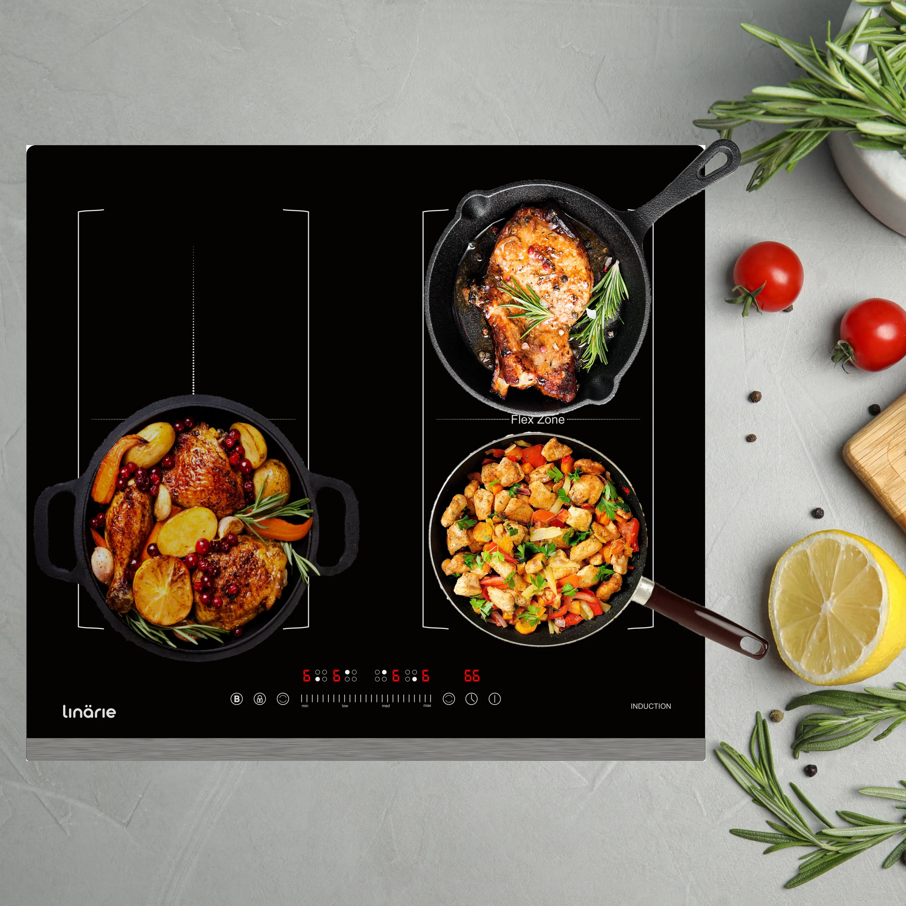 Dijon 60cm 4 Zone Induction Cooktop with Double Flex Zone LS60I2F