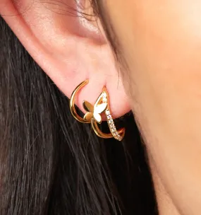 Double Twist Hoops Butterfly Pave Earrings - Illusion Earrings