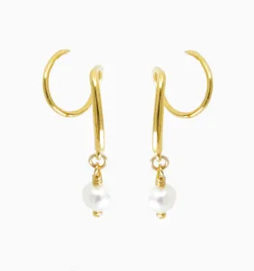 Double Twist Pearl Hoops - Illusion Earrings
