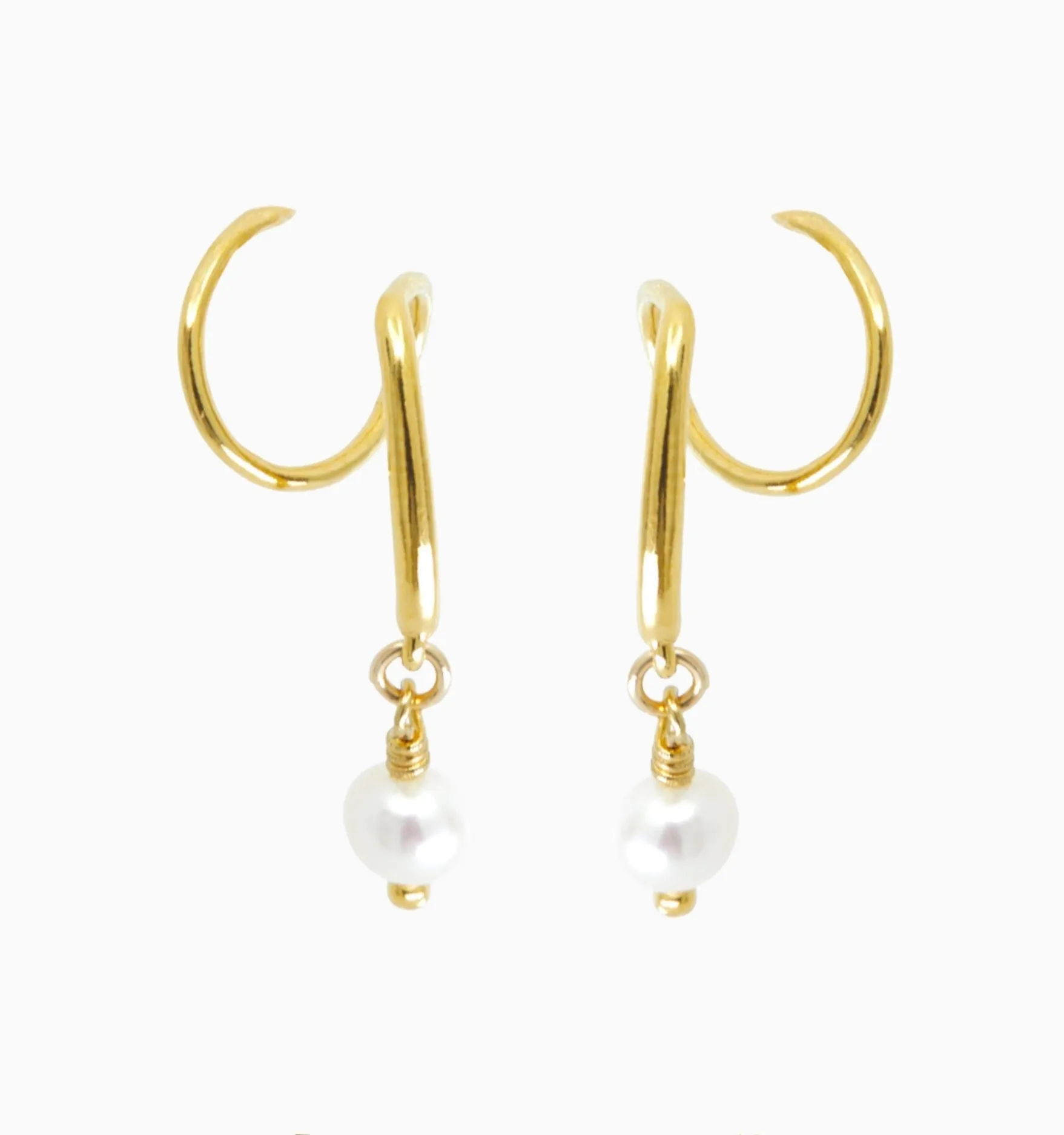 Double Twist Pearl Hoops - Illusion Earrings