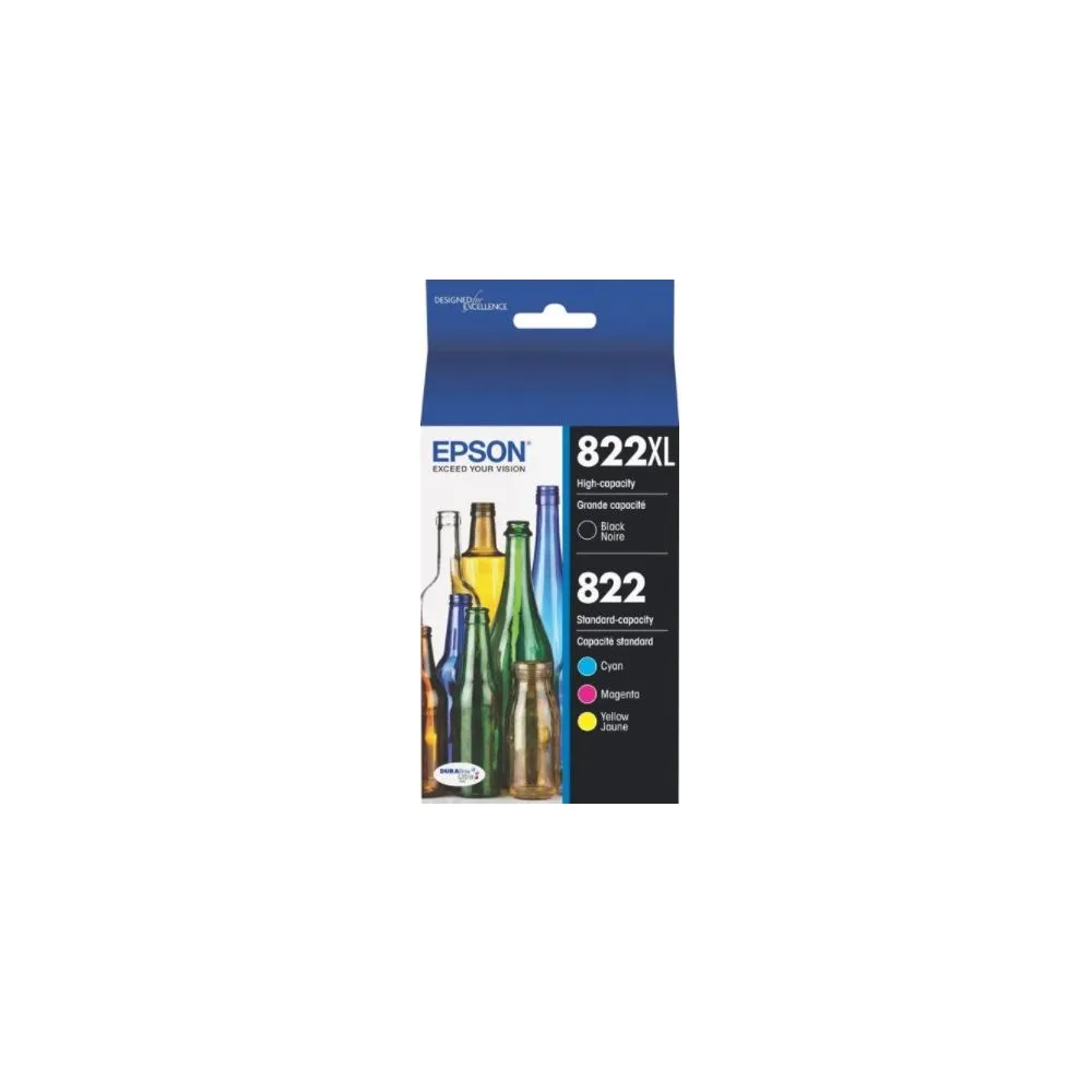 Epson T822XL-BCS T822XL/T822 4-Pack High-Yield Standard Capacity Ink Cartridges