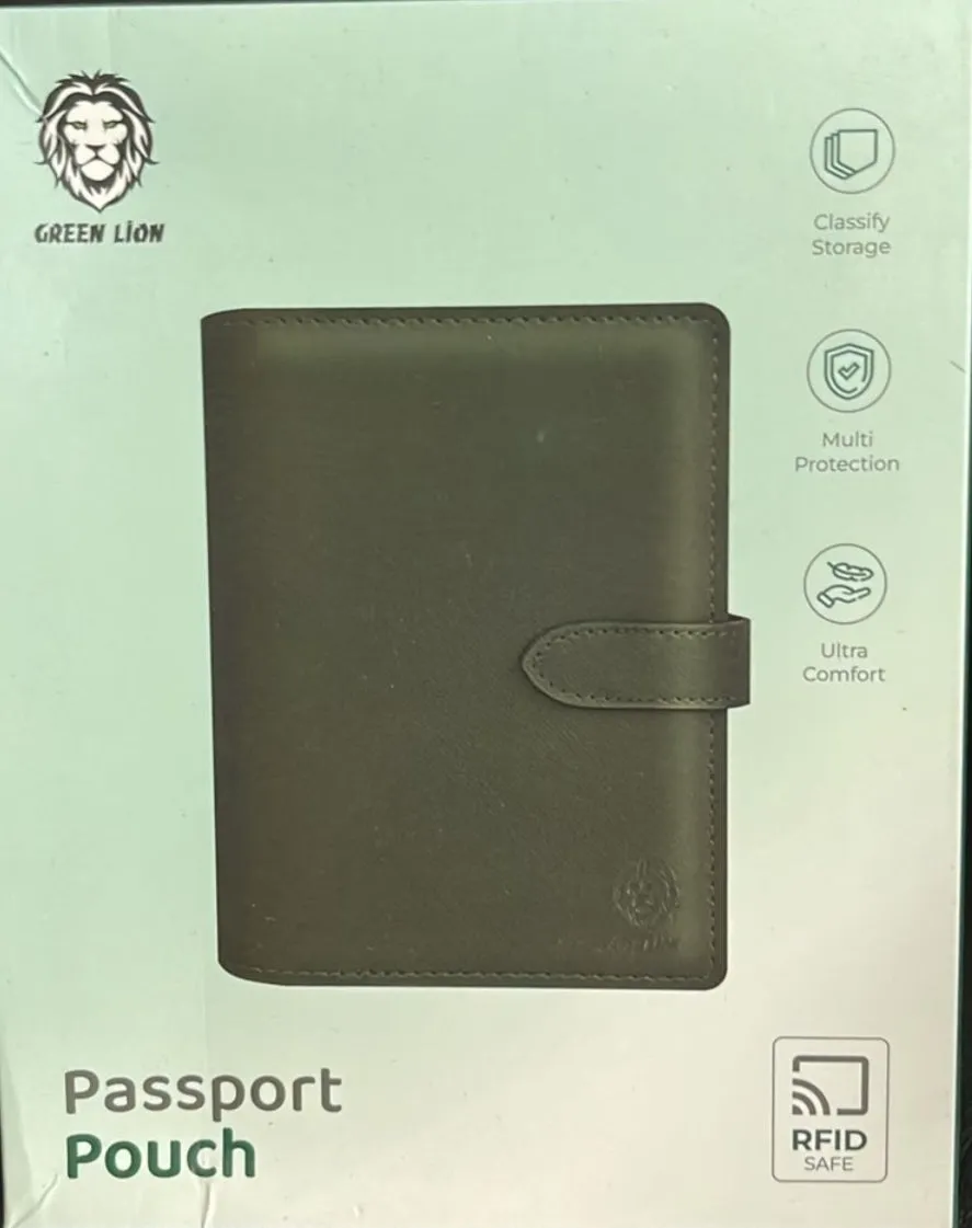 Green lion passport pouch