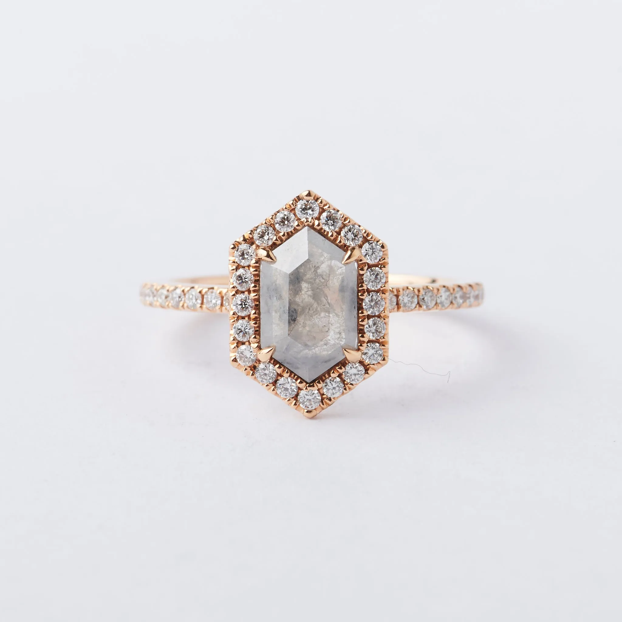 Grey Diamond Halo Ring