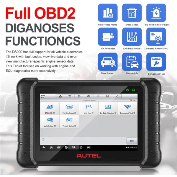GT-DS900 Autel Maxidas DS900 | Advanced Diagnostic Scanner (Coding & Component Testing) | 2 Years Software Updates