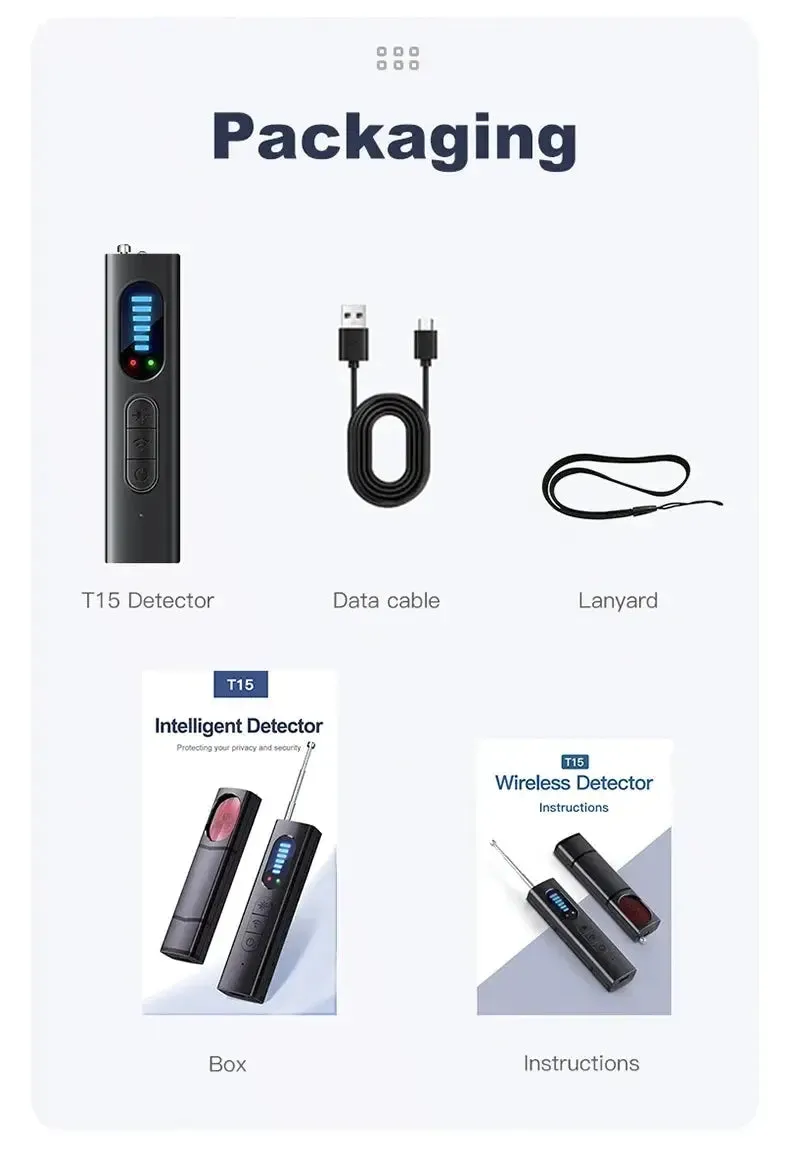 Hidden Camera Detector Anti Car GPS Tracker Listening Device Bug RF Wireless All Signal Scanner Gadgets Security Protection