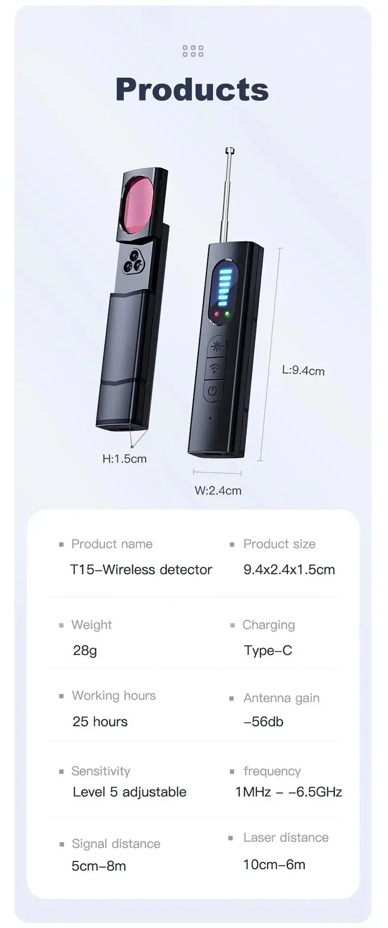 Hidden Camera Detector Anti Car GPS Tracker Listening Device Bug RF Wireless All Signal Scanner Gadgets Security Protection