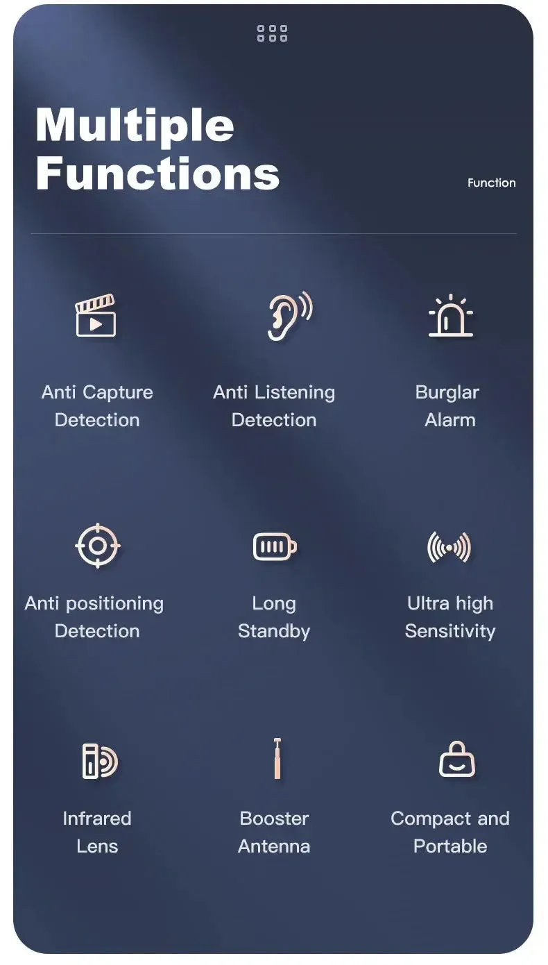 Hidden Camera Detector Anti Car GPS Tracker Listening Device Bug RF Wireless All Signal Scanner Gadgets Security Protection
