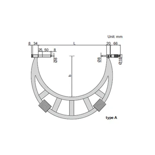 Insize (800-900MM) Outside Micrometer With Extension Anvil Collar (Long Range) 3205-900