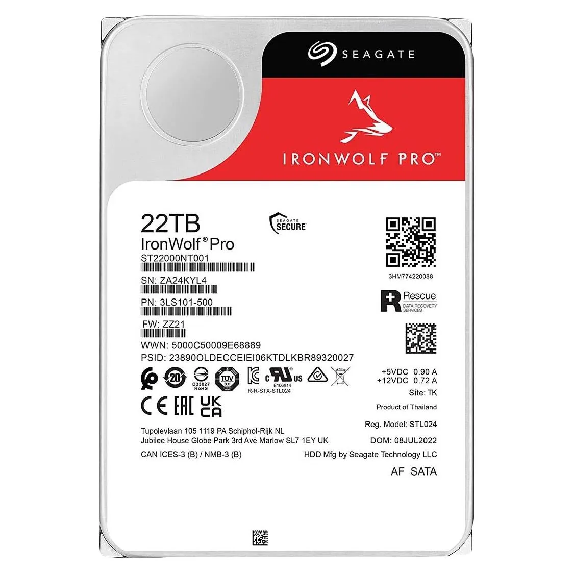 Internal hard drive Seagate IronWolf Pro, ST22000NT001, 22 TB