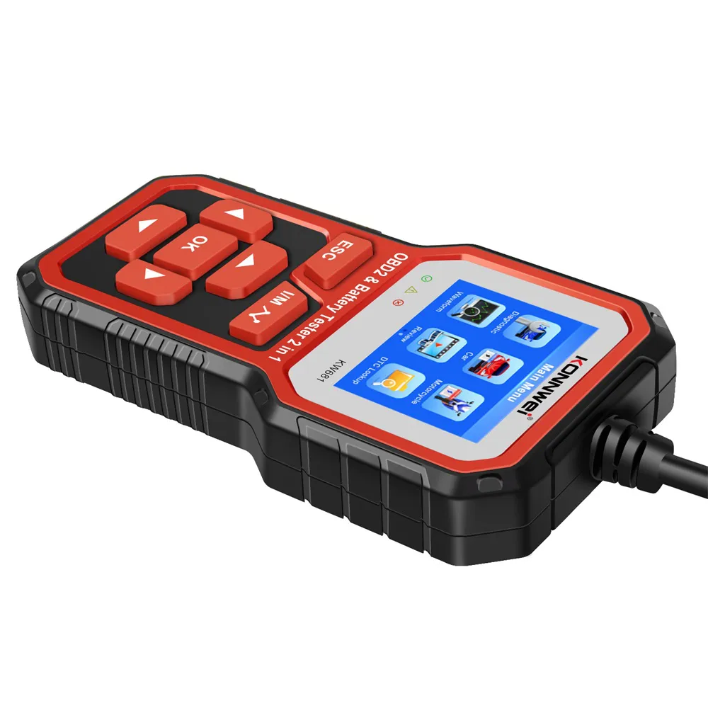 KONNWEI KW681 Car Battery Tester OBD2 Diagnostic Scanner 2 in 1 Code Reader DTC Engine Cranking Test for 6-12V Auto Motorcycle