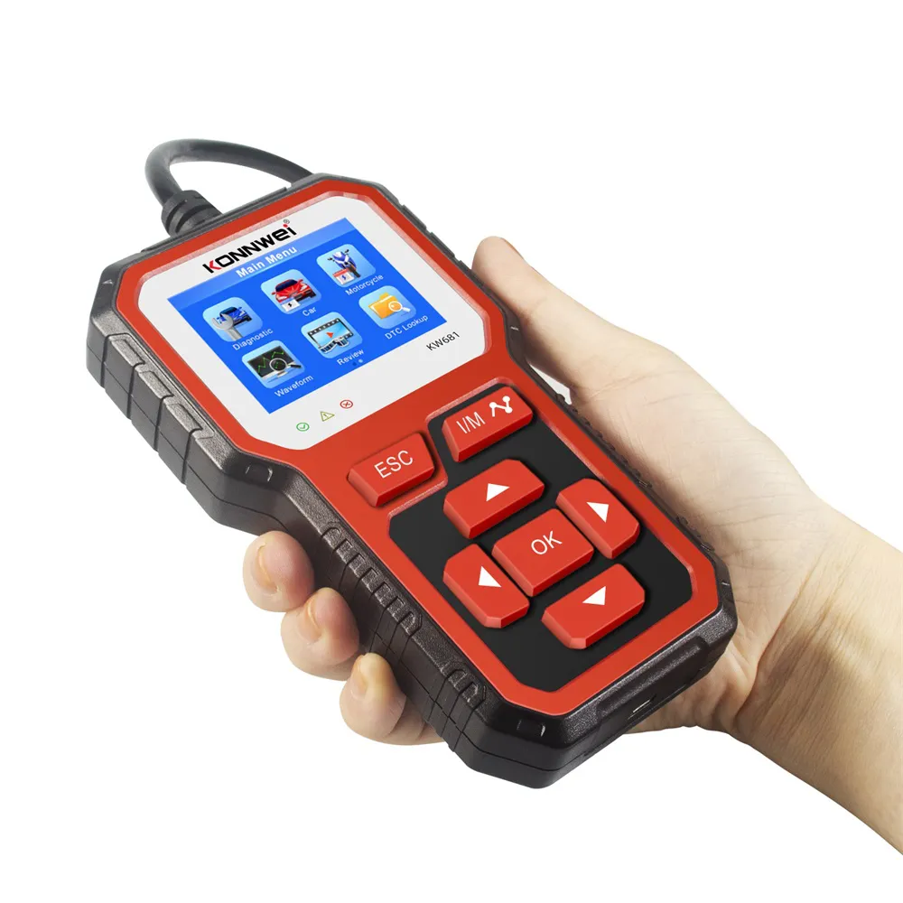 KONNWEI KW681 Car Battery Tester OBD2 Diagnostic Scanner 2 in 1 Code Reader DTC Engine Cranking Test for 6-12V Auto Motorcycle
