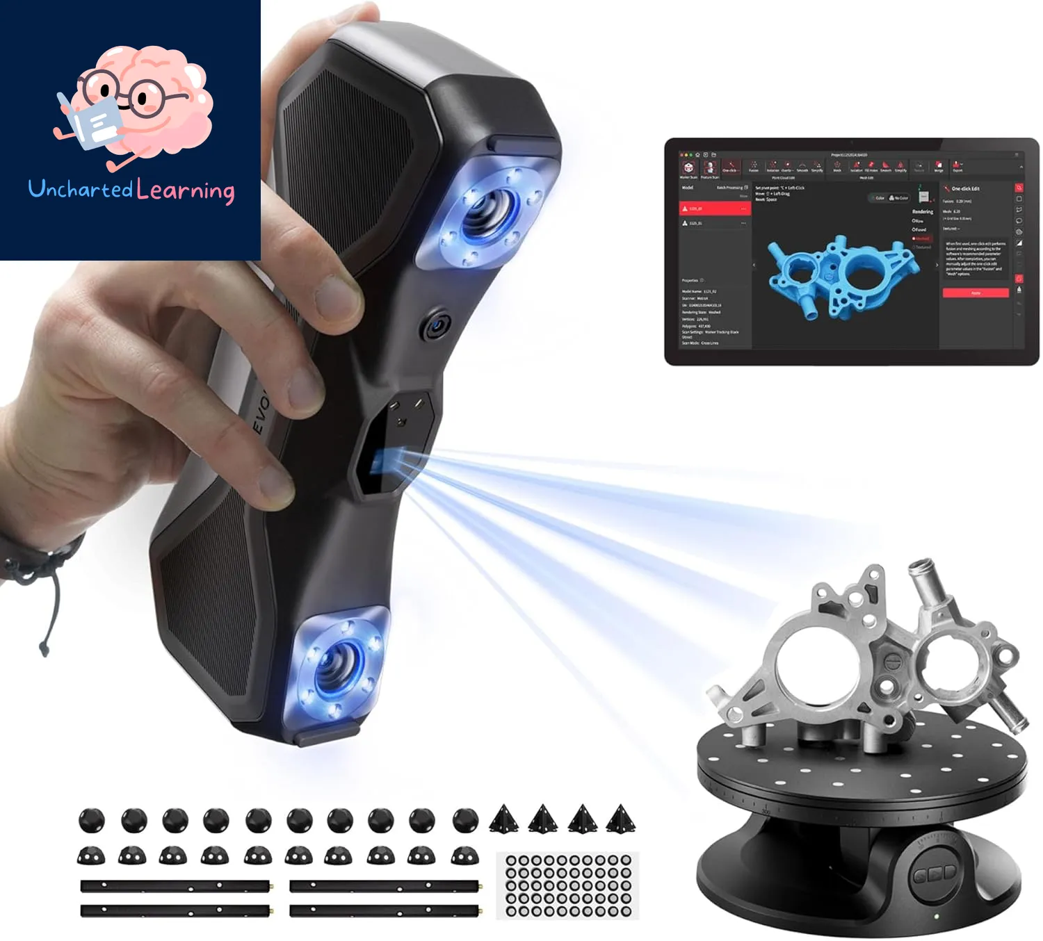 MetroX 3D Laser Scanner – Industrial-Grade Precision, Auto Turntable,