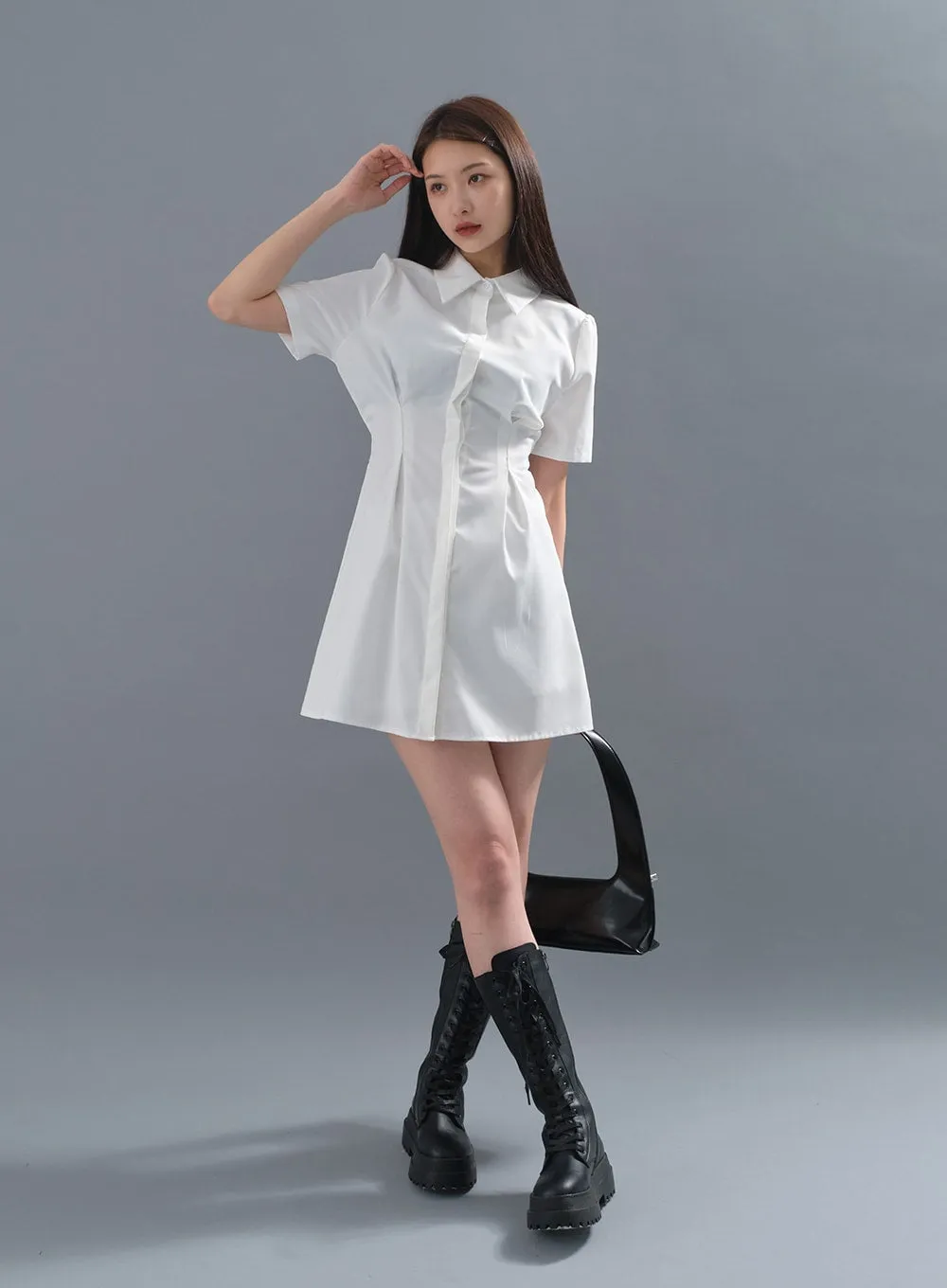 Milky Pintuck Shirt Dress CM10