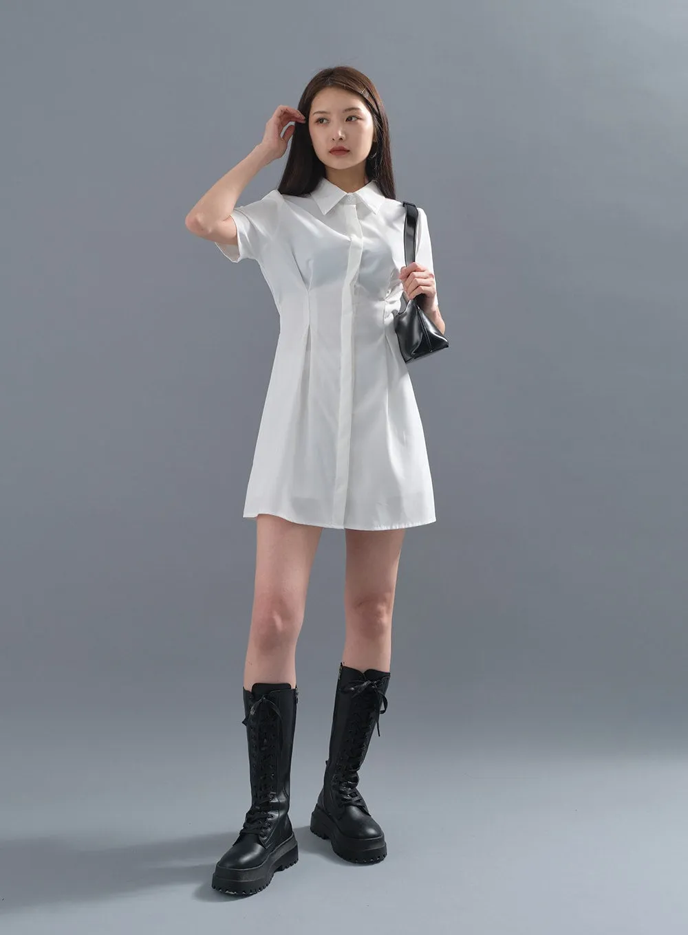Milky Pintuck Shirt Dress CM10