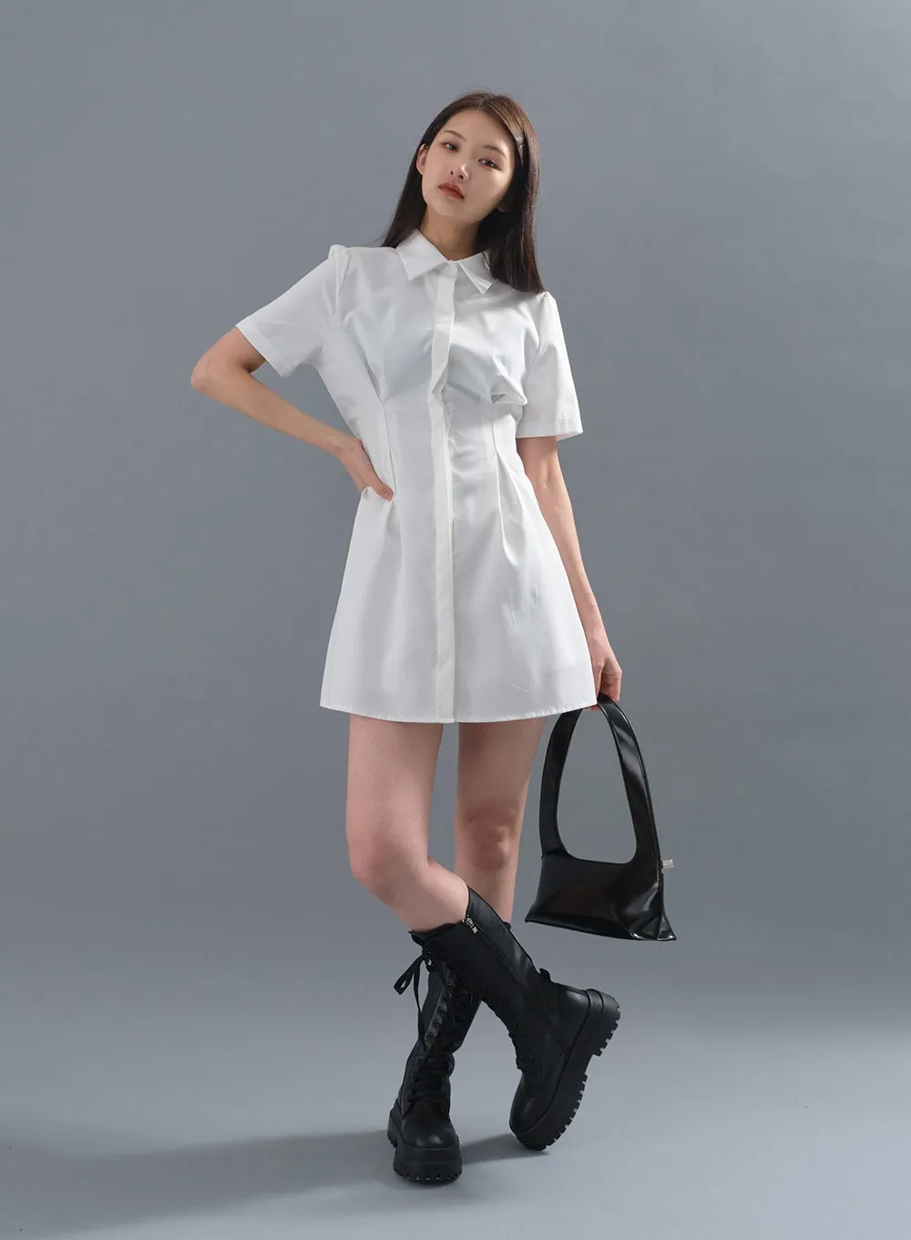 Milky Pintuck Shirt Dress CM10