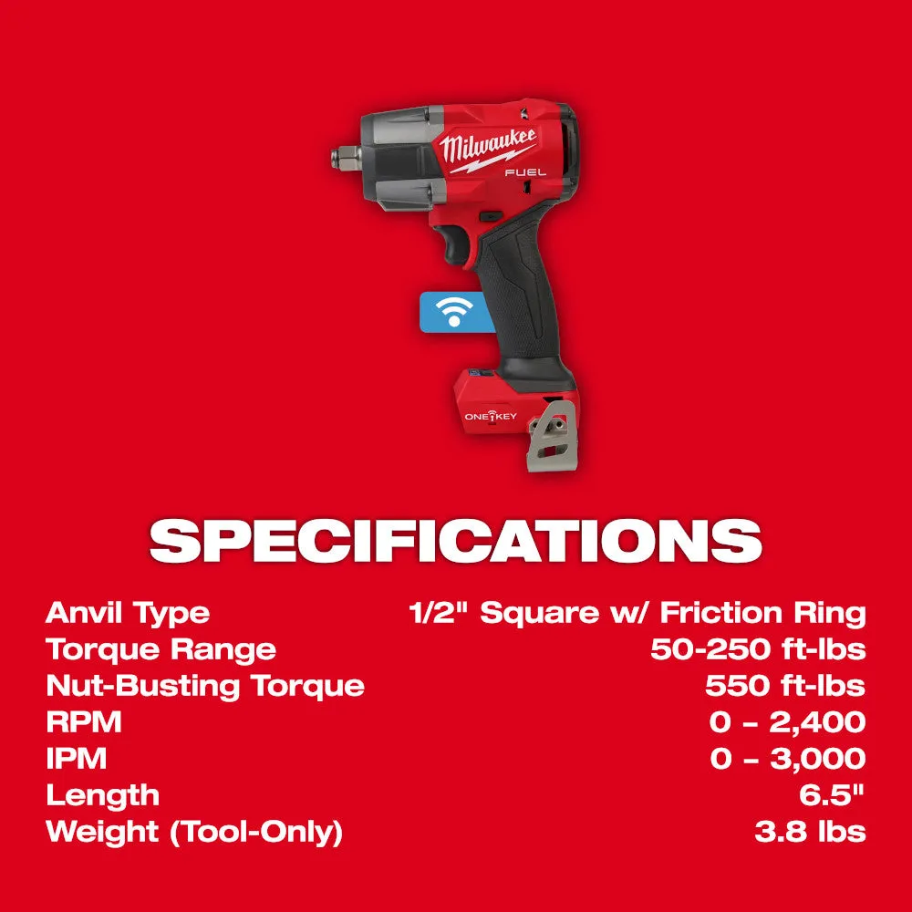 Milwaukee 3062-20 M18 FUEL 1/2" Controlled Mid-Torque Impact Wrench w/ TORQUE-SENSE (tool only)
