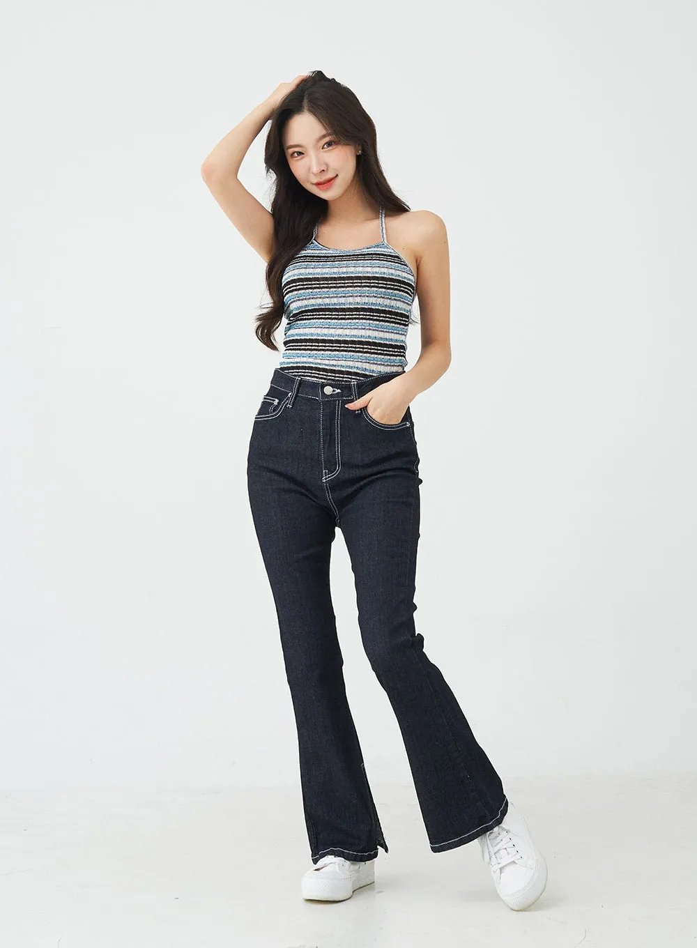 Mixed Color Halter Neck Sleeveless Top BG01